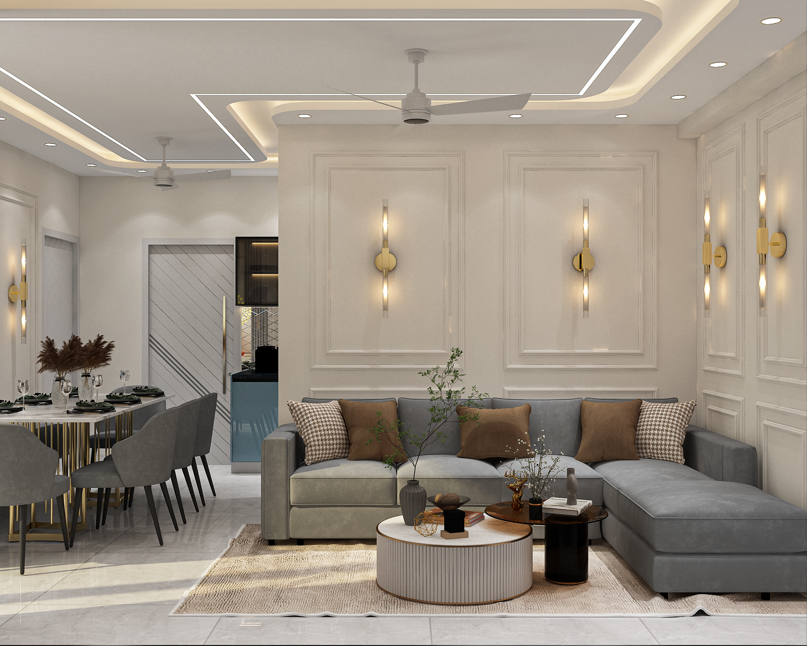 3 BHK Interior Design in Emenox La Solara, Greater Noida